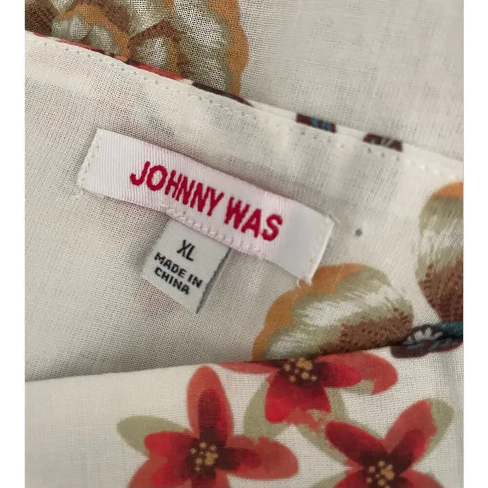 Johnny Was Erku Ardell Puff Sleeves Lightweight BOHO Floral Print Top - XL